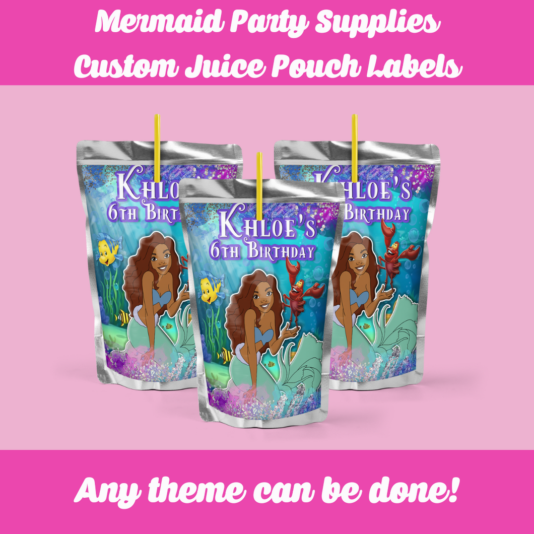 Little Mermaid Custom Juice Pouches