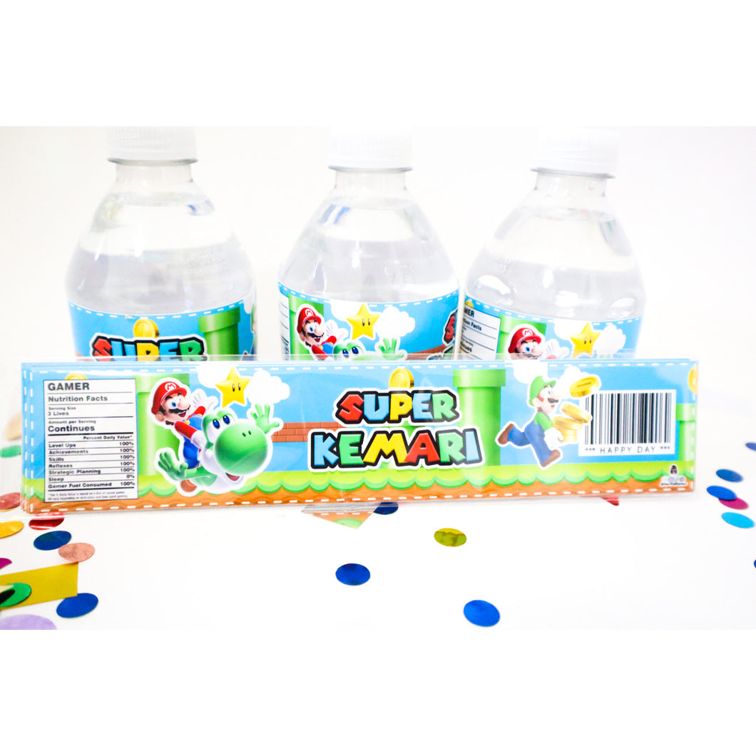 Super Mario Water Bottle Labels