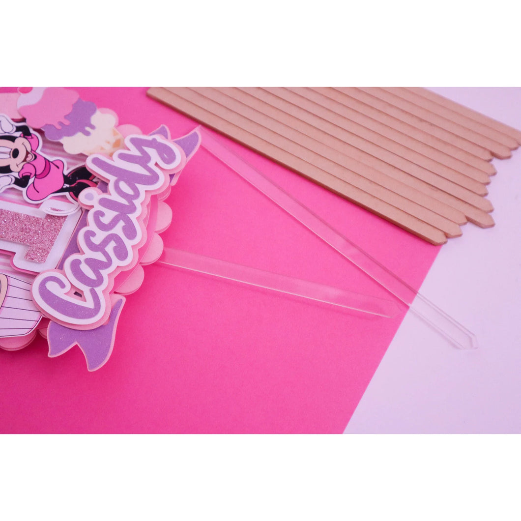 Clear Acrylic Cake Topper Sticks for Cake Topper Making